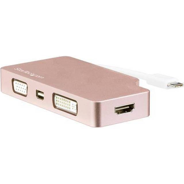 StarTech.com Aluminium resa A/V-adapter 4-i-1 USB-C till VGA, DVI, HDMI eller mDP – USB Type-C-adapter – 4K