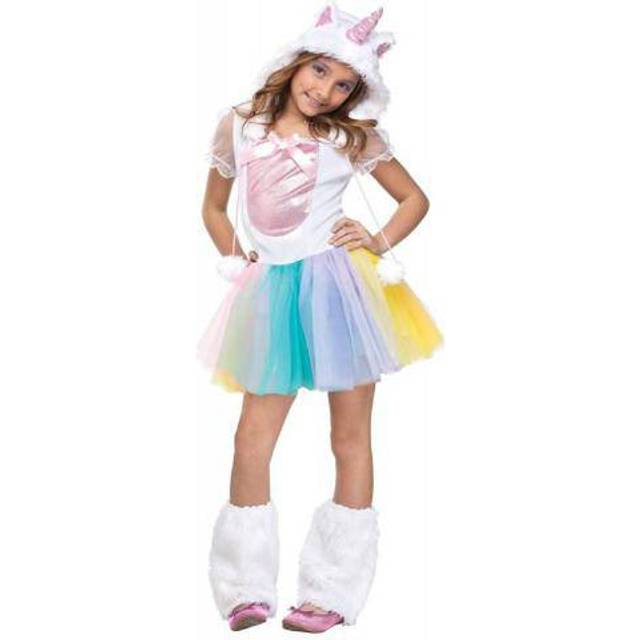 Girl's Rainbow Unicorn Costume | Unicorn Costumes - White (M)