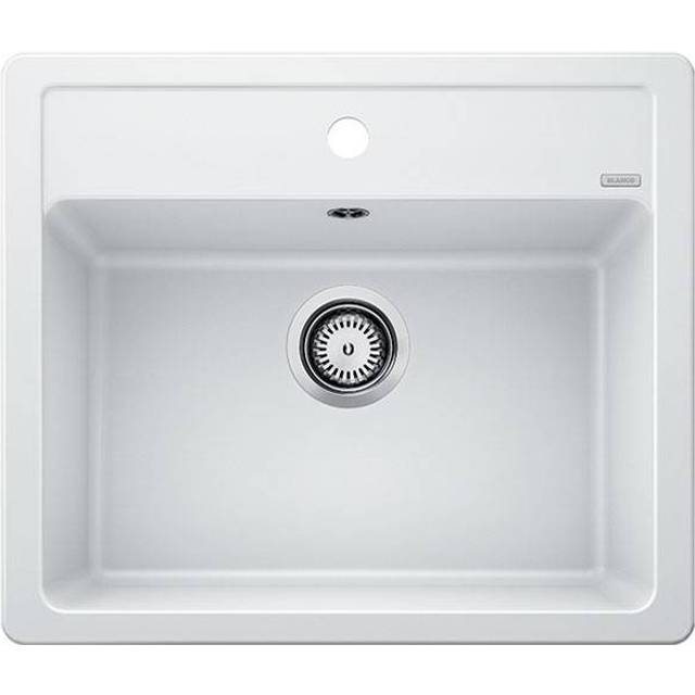 Legra Single Bowl Inset Kitchen Sink - White (860mm L X 500mm W)
