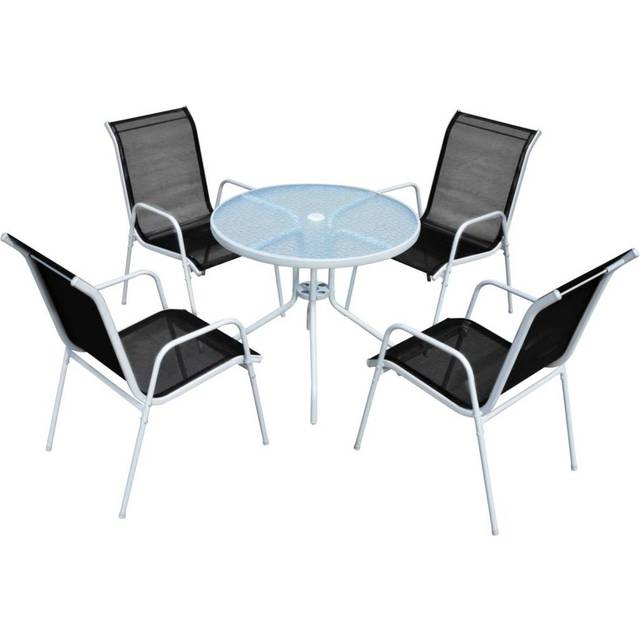 vidaXL 5 Piece Outdoor Dining Set Steel Black - Grey