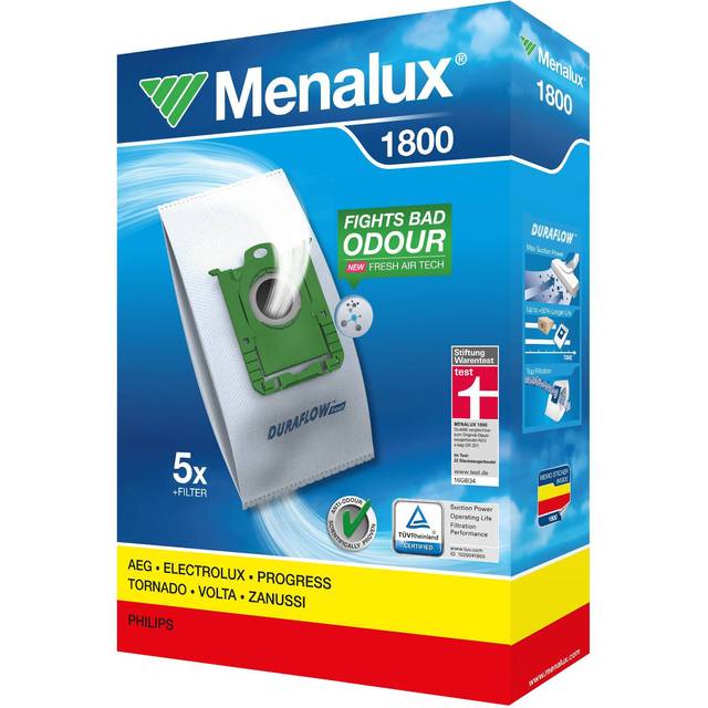 Menalux 1800, 5 dammsugarpåsar, Duraflow Fresh med anti-lukt, lämplig för s-väska, UltraSilencer, ClassicSilence, ASP 71, APF 61, Essensio, ErgoClassic, US, ACS, AEO, AP