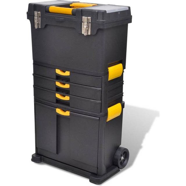vidaXL Tool Case Chest Tool Trolley Portable - Black