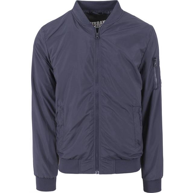 URBAN CLASSICS Herr lätt bomberjacka, casual flygjacka med anpassad midja och manschetter, långärmad jacka med fickor och dragkedja, Marinblått Xsp, XL