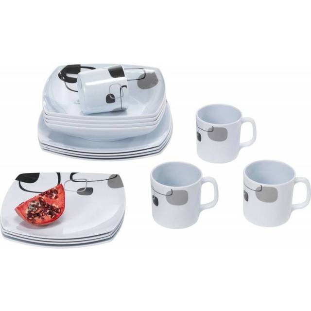 Brunner Melamine Set Porslinsset Storlek 16 Pieces Färg grå/vit