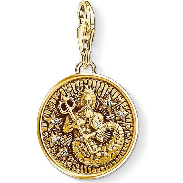 Thomas Sabo Charm pendant zodiac sign Aquarius yellow gold coloured 1650-414-39 - yellow gold-coloured/white - one size
