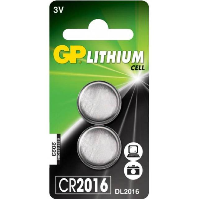 GP Knappcell CR 2016 3 V 2 st Litium GPCR2016