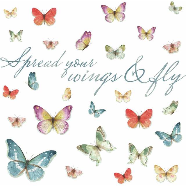 RoomMates RMK3263SCS Lisa Audit Butterfly Quote Peel and Stick Wall Decals