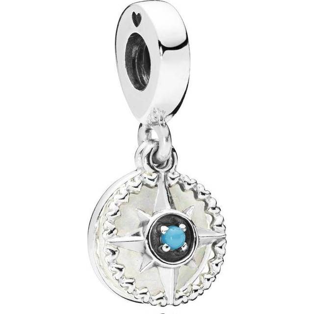 Pandora Jewelry Blue Compass Rose Dangle Crystal Charm in Sterling Silver