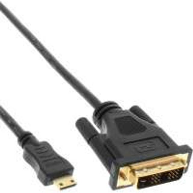 InLine 17476P mini HDMI till DVI-kabel, HDMI-kontakt C till DVI 18+1, verg. Kontakter, svart, 1,5 m