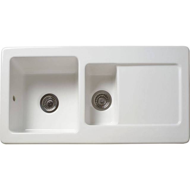Reginox 1.5 Bowl White Ceramic Reversible Kitchen Sink &amp; Waste RL5