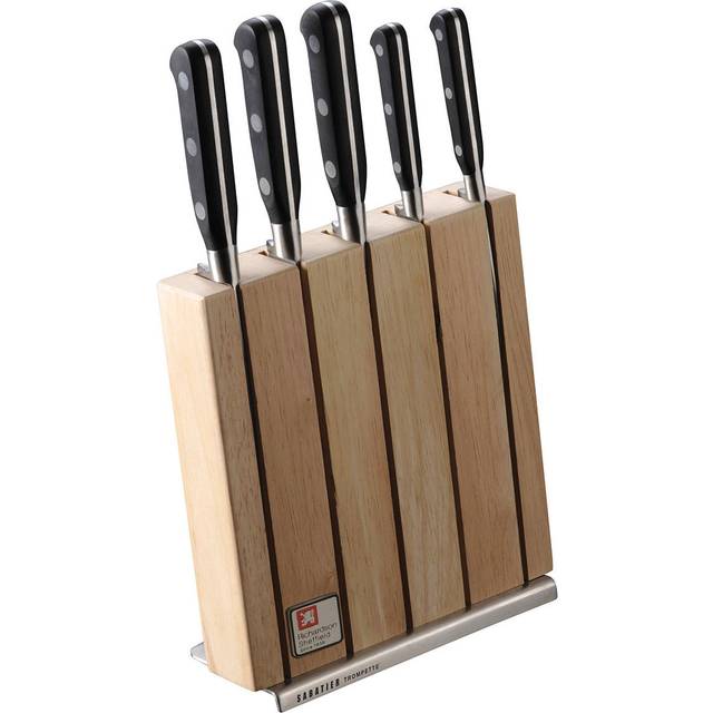 Sabatier Trompette Knife Block with Five Knives - can be Engraved or Personalised - can be Engraved or Personalised - Light Wood