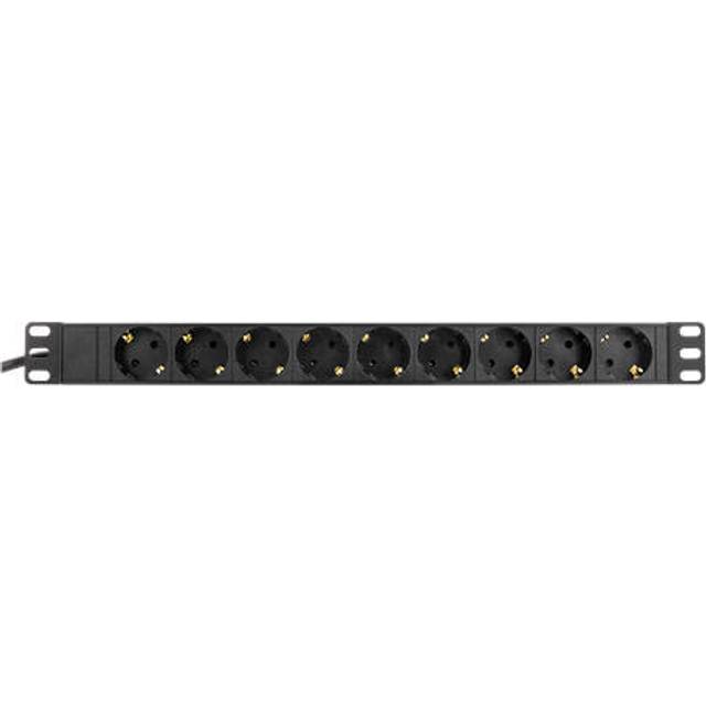 DELTACO grenuttag, 9xCEE 7/4, 1xCEE 7/7, petskyddad, 3m kabel, svart