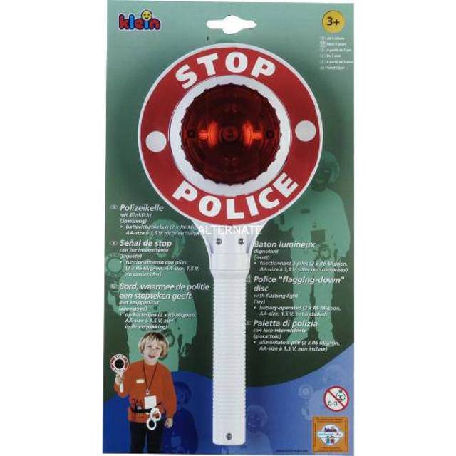 police stop sign with handle and flashing light 29 cm