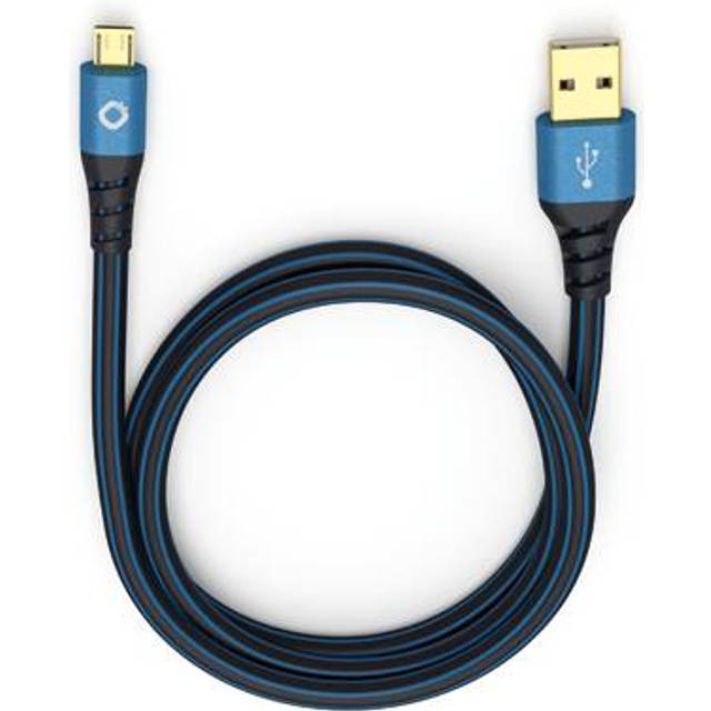 Oehlbach USB Plus Micro – USB-kabel för Android – USB typ A 2.0 till MicroB – PVC-hölje – OFC, blå/svart – 3 m