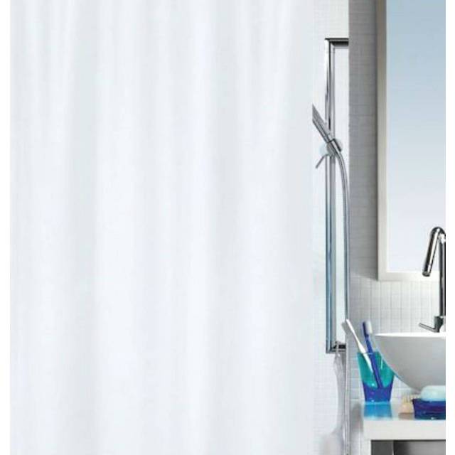 Spirella Primo Vitt duschdraperi i textil polyester, 240 x 200 cm, vitt