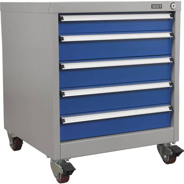Sealey Premier Industrial Mobile Cabinet 5 Drawer Blue / Grey