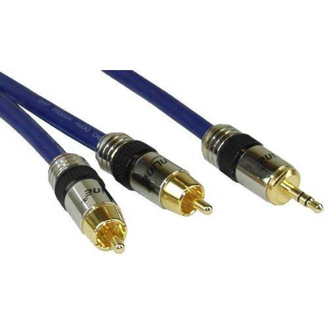 InLine 15 m premium 2 x RCA hane till 3,5 mm hane ljudkabel med gyllene kontakter