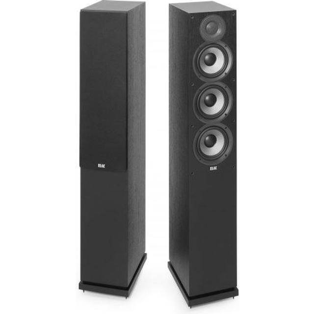 ELAC Debut 2.0 stående högtalare F5.2, box för musikuppspelning via stereo, 5.1 surround-ljudsystem, utmärkt ljud och högkvalitativ design, 3-vägs högtalare, svart dekoration