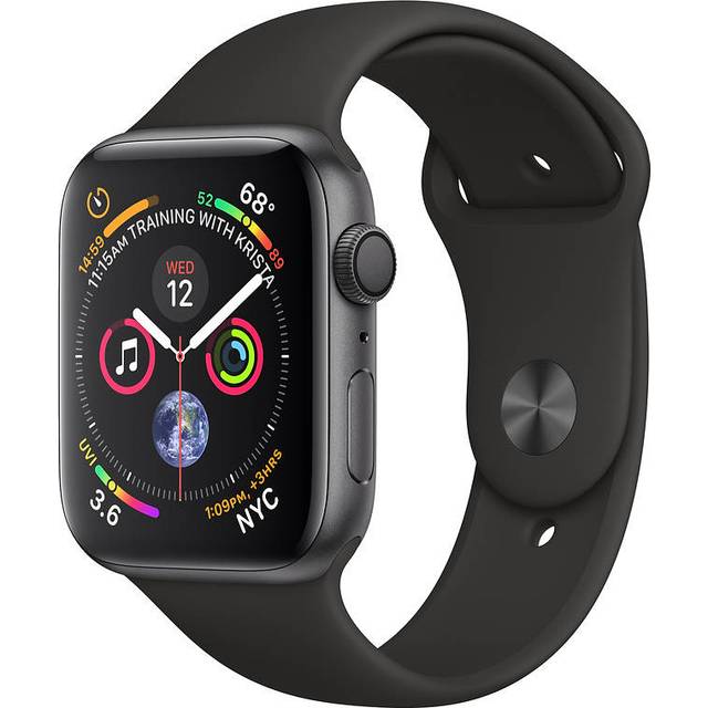Apple Watch Series 4 GPS Space Grey Aluminium with Black Sports Band, 44mm - Acceptable