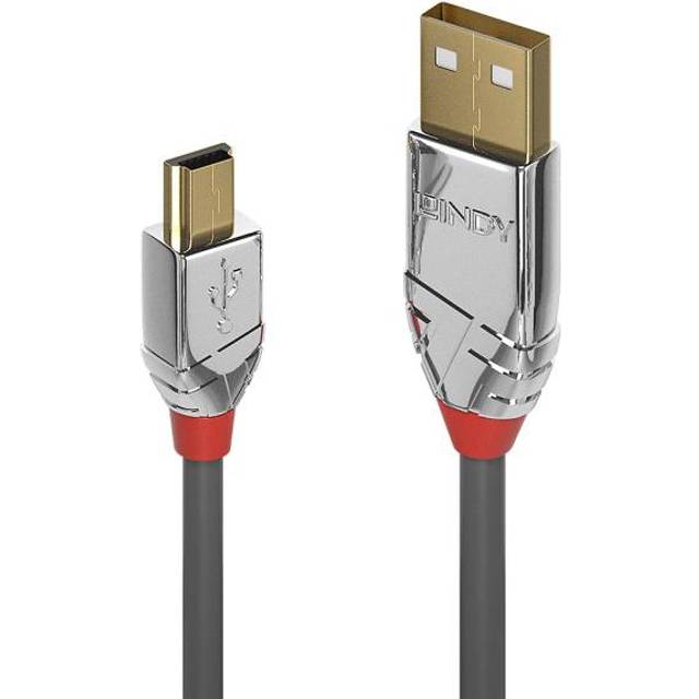 Lindy 2m USB 2.0 Type A to Mini-B Cable, Cromo Line - grey