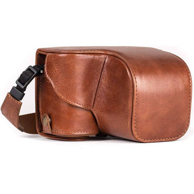 "MegaGear ""Ever Ready"" Protective Leather Camera Case, Bag for Sony Alpha A6000, A6300 with 16-50mm (Dark Brown)"