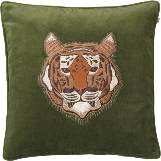 Chhatwal & Jonsson Embroidered Tiger kuddfodral 50x50 cm Cactus green