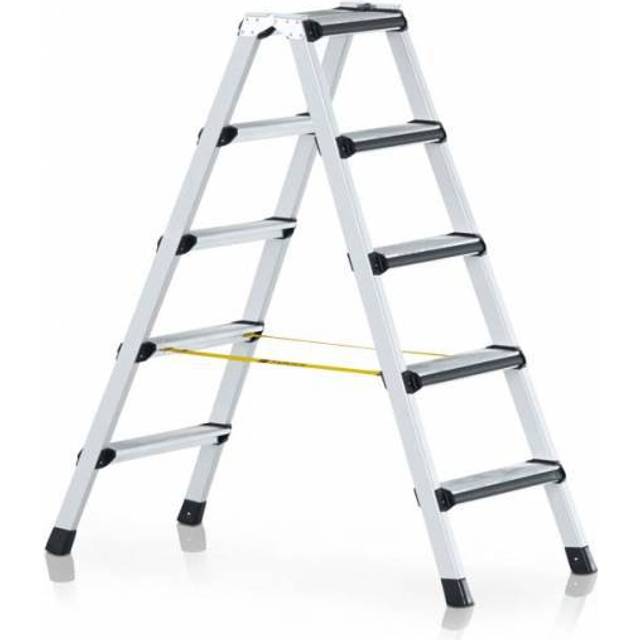Stufenstehleiter 2x5 Stufen, Alu.elox.Gesamt-H.1370mm