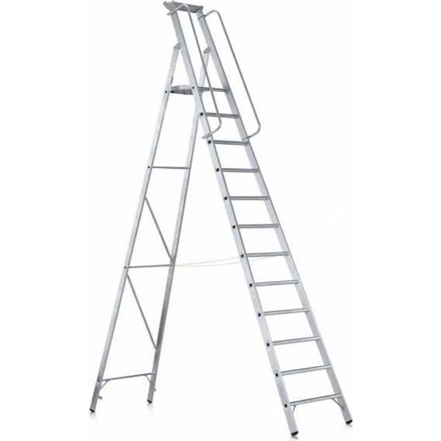 Stufenstehleiter 10 Stufen, Alu.Gesamt-H.3880mm ZARGES