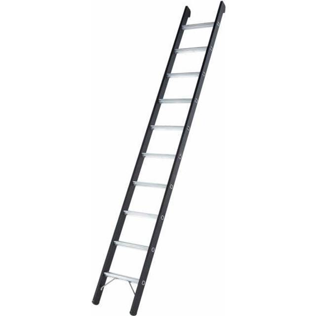 Anlegeleiter 10Sprossen Alu.schwarz, elox.Leiterlänge 2940mm Arbeits-H.ca.3700mm