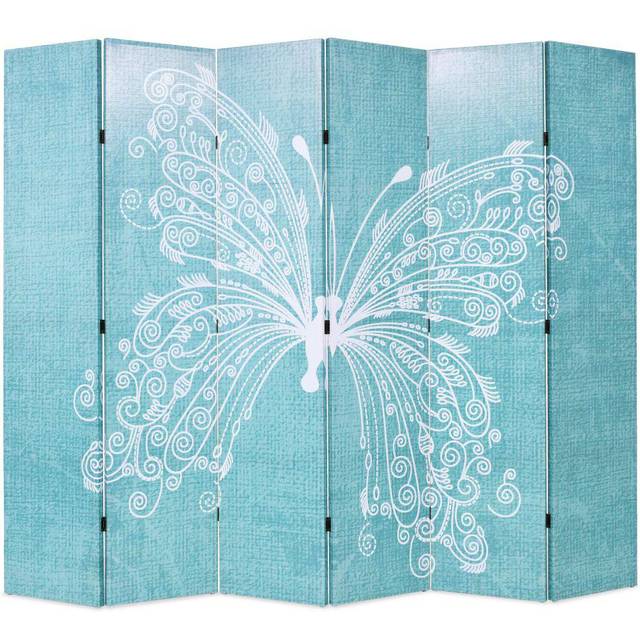 vidaXL Folding Room Divider 228x170 cm Butterfly Blue