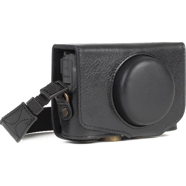 MegaGear MG1176 Canon PowerShot SX740 HS  SX730 HS Ever Ready Genuine Leather Camera Case with Strap - Black