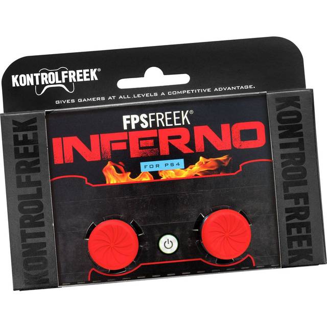 KontrolFreek FPS Freek Inferno kontroll för PlayStation 4 (PS4) och PlayStation 5 (PS5) | Performance Thumbsticks | 2 höga konkava | Röd