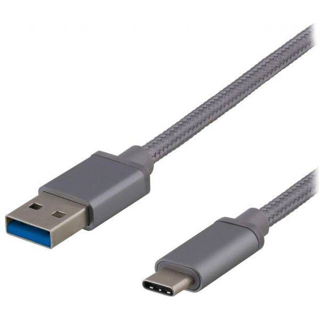 DELTACO USB 3.1 Gen1 USB-C - USB-A tygbekl kabe, 0.25m, 60W 3A, svart