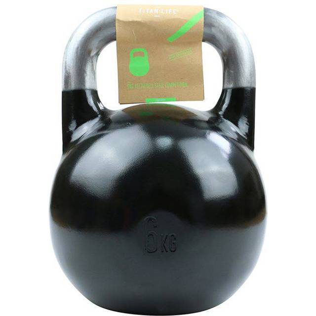 TITAN LIFE PRO kettlebell Steel Competition 6 kg. Svart. Professionell kettlebell Tävlingssats Stor golvyta. Legerat stål
