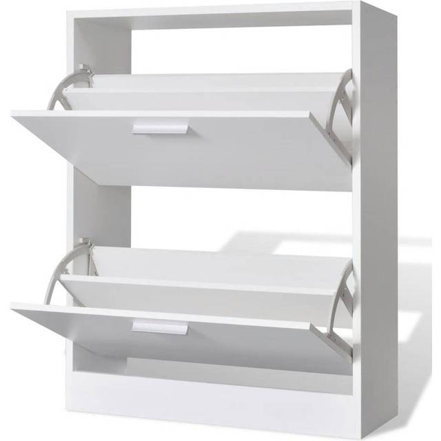 vidaXL White Wooden Shoe Cabinet with 2 Compartments