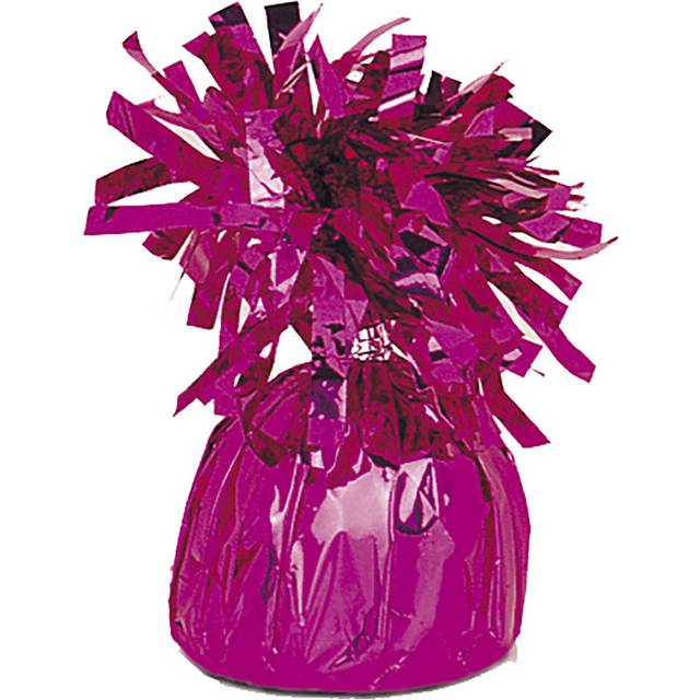 Ballongewicht pink aus glänzender Metallicfolie mit Schlaufe, 13cm