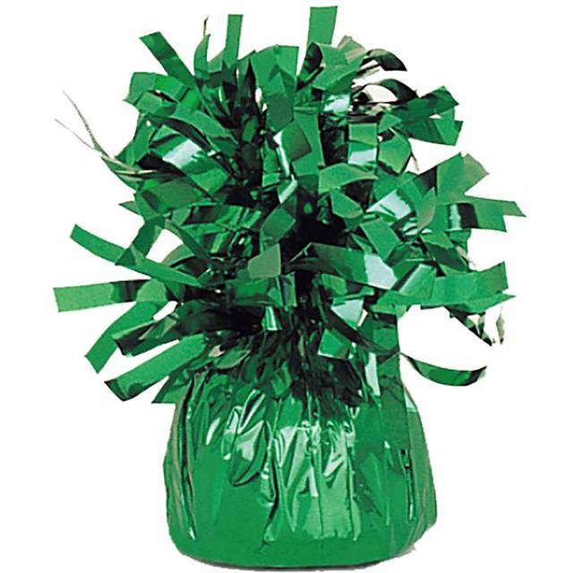 Ballongewicht grün Metallic 13cm mit hübschen Fransen, glänzende Folie