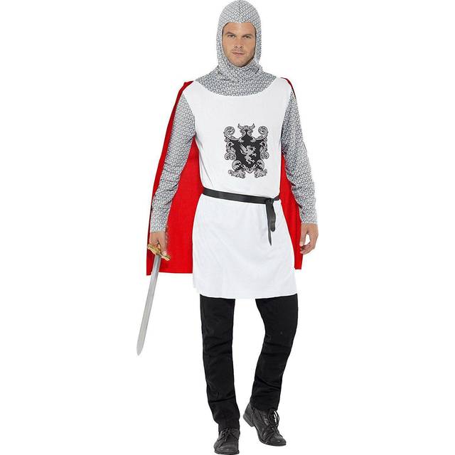 Smiffy's Men's Knight Costume, Tunic, Belt And Hood, Size: Xl, Colour: White, -