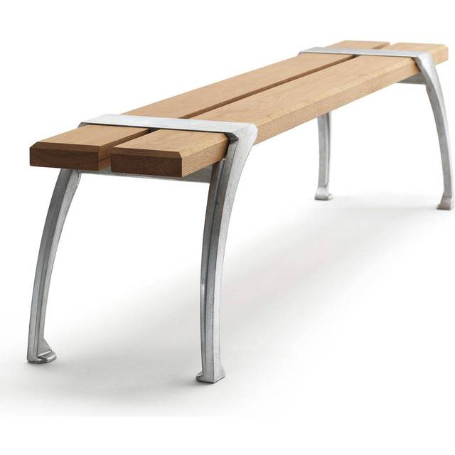 Haga bänk 190 cm - Svart/Grå/Silver/Träfärg