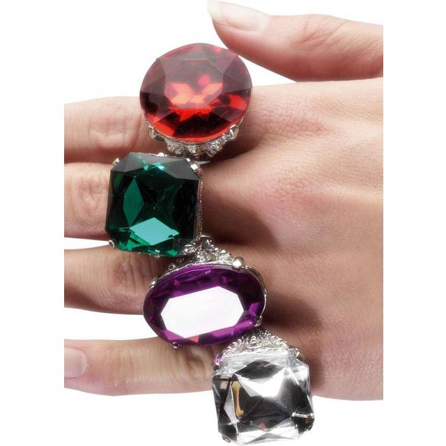 70s 80s 1980s Adjustable Fancy Dress Gem Jewel Ring Pimp Rapper By Smiffys