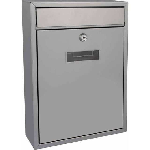Perel Mailbox Ibiza Silver Outdoor Home Lockable Mail Letter Post Box BG40003