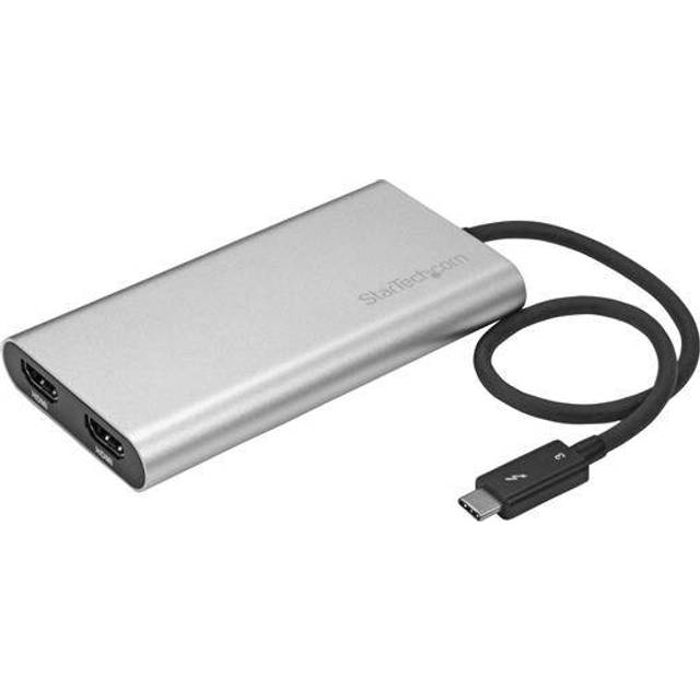 StarTech.com Thunderbolt 3 till två HDMI-adaptrar – 4K 60 Hz – Mac och Windows kompatibel – USB C HDMI-adapter – Thunderbolt 3 till HDMI (TB32HD24K60)