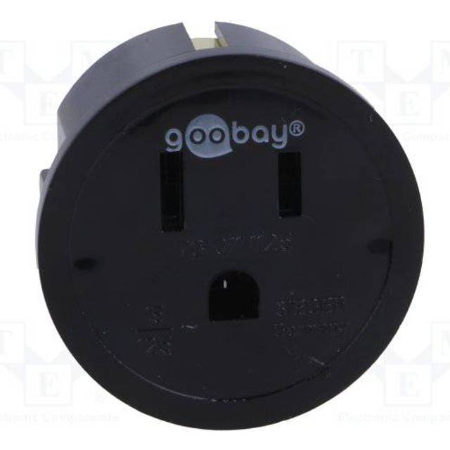 Goobay Nätadapter USA/Japan, svart stickkontakt med skyddsjord (typ F, CEE 7/7) > amerikanskt/japanskt uttag (typ B, NEMA 5-15, 3-polig)