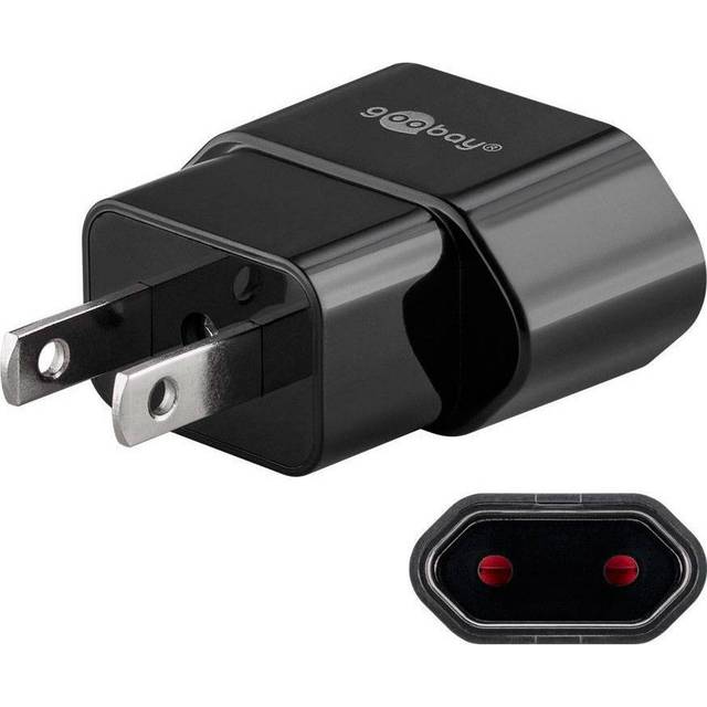 Goobay Nätadapter USA/Japan, svart europlug (typ C, CEE 7/16) > amerikansk/japansk stickkontakt (typ A, NEMA 1-15, 2-polig)