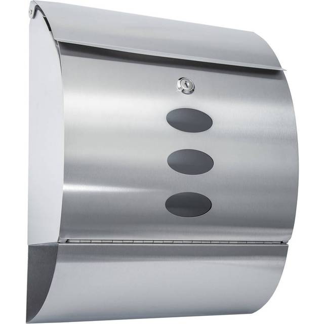 Tectake Post Box - Around w/ Large Slot And Newspaper Compartment, 300 x 120 x 395mm - Letterbox, Post Box, Stainless Steel Letterbox, Silver