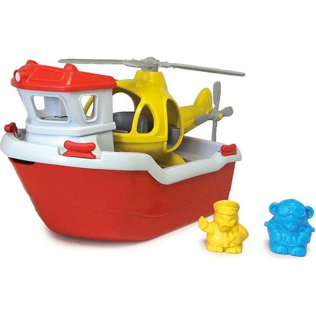 Green Toys Rescue Boat and Helicopter - Bath Toys for Babies - Fat Brain Toys
