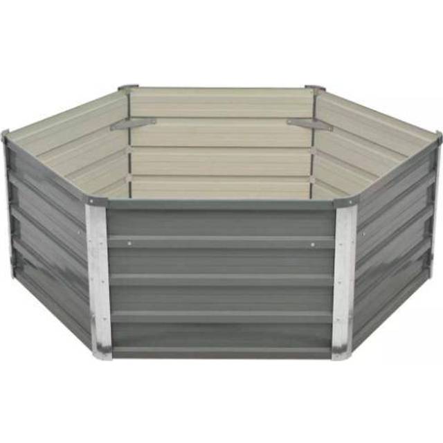 vidaXL Raised Garden Bed Anthracite 129x129x45cm Galvanised Steel Planter Pot