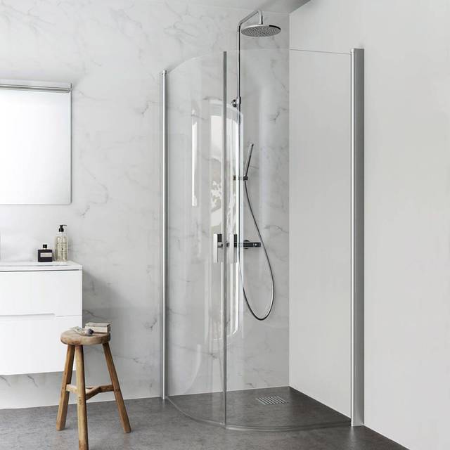 Hafa Duschhörn Igloopro round (Typ: Klar Kulör: Aluminium Storlek: 90 x 90)