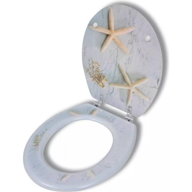 vidaXL WC Toilet Seat MDF Lid Starfish - Grey