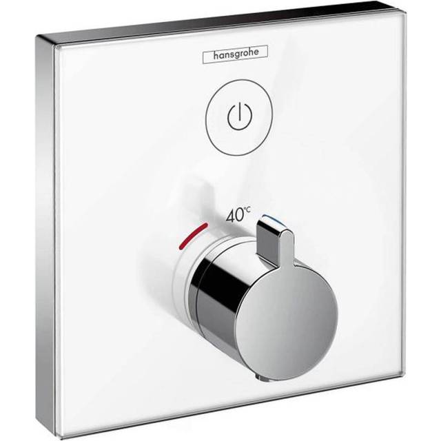 Hansgrohe ShowerSelect Glass White/Chrome 1 Outlet Thermostatic Mixer
